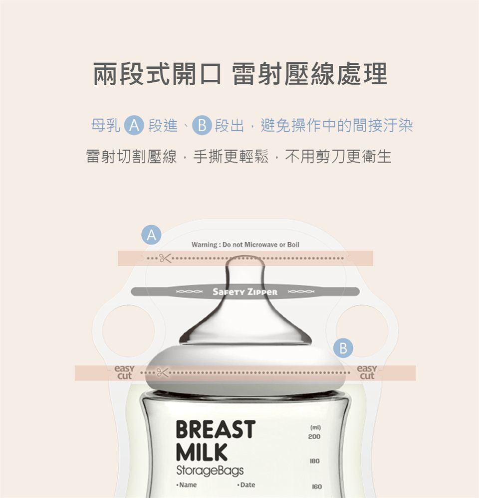 韓國 BAILEY 貝睿 - 感溫母乳儲存袋-指孔型30入 2盒-200ml 共60入