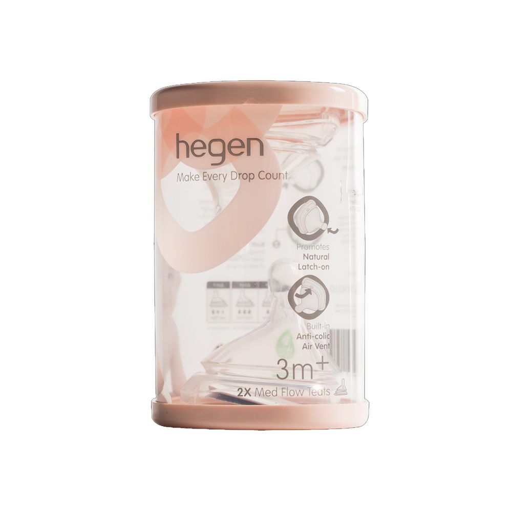 hegen - 防脹氣真實擬乳智慧奶嘴-中速 (兩入組)