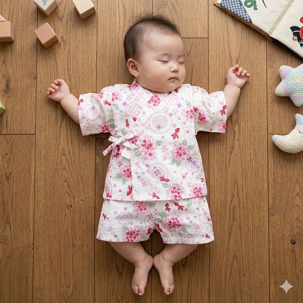 幼兒兩件式甚平-金魚-米白色