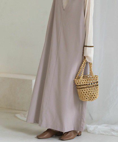 日本 Bou Jeloud - 簡約綁帶V領背心裙-冰河灰