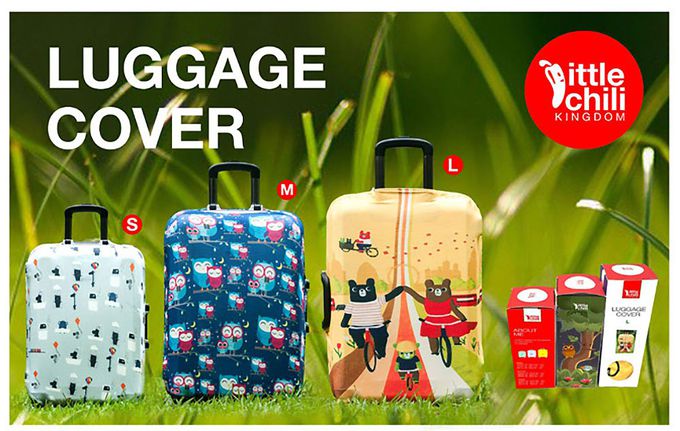 little chili - 繽紛行李箱套 M號-紐約白-24吋 -高60 寬40 厚度25cm