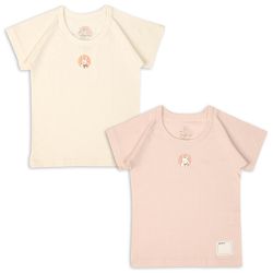 akachan honpo - 短袖圓領上衣2件組-穿衣練習-粉紅色