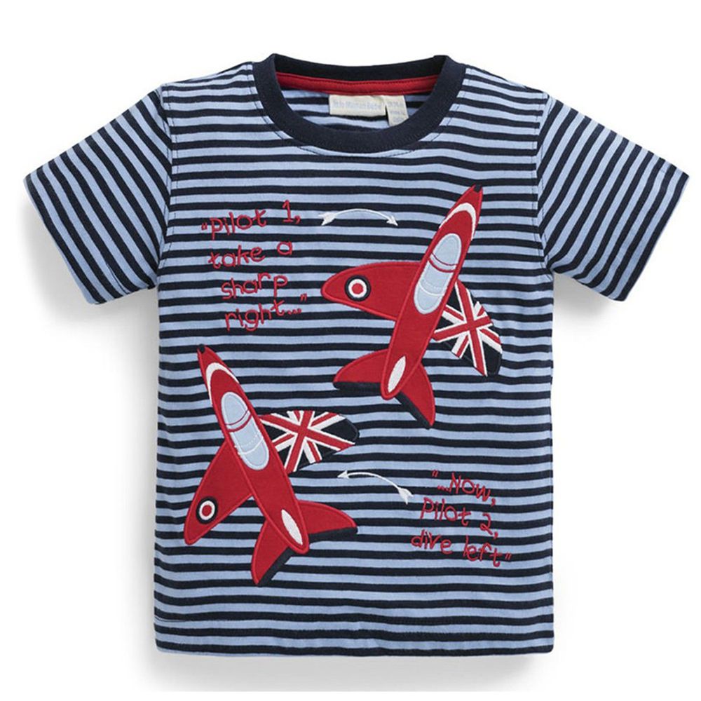 英國 JoJo Maman BeBe - 嬰幼兒短袖純棉上衣單入組-紅色飛機 (18-24M)