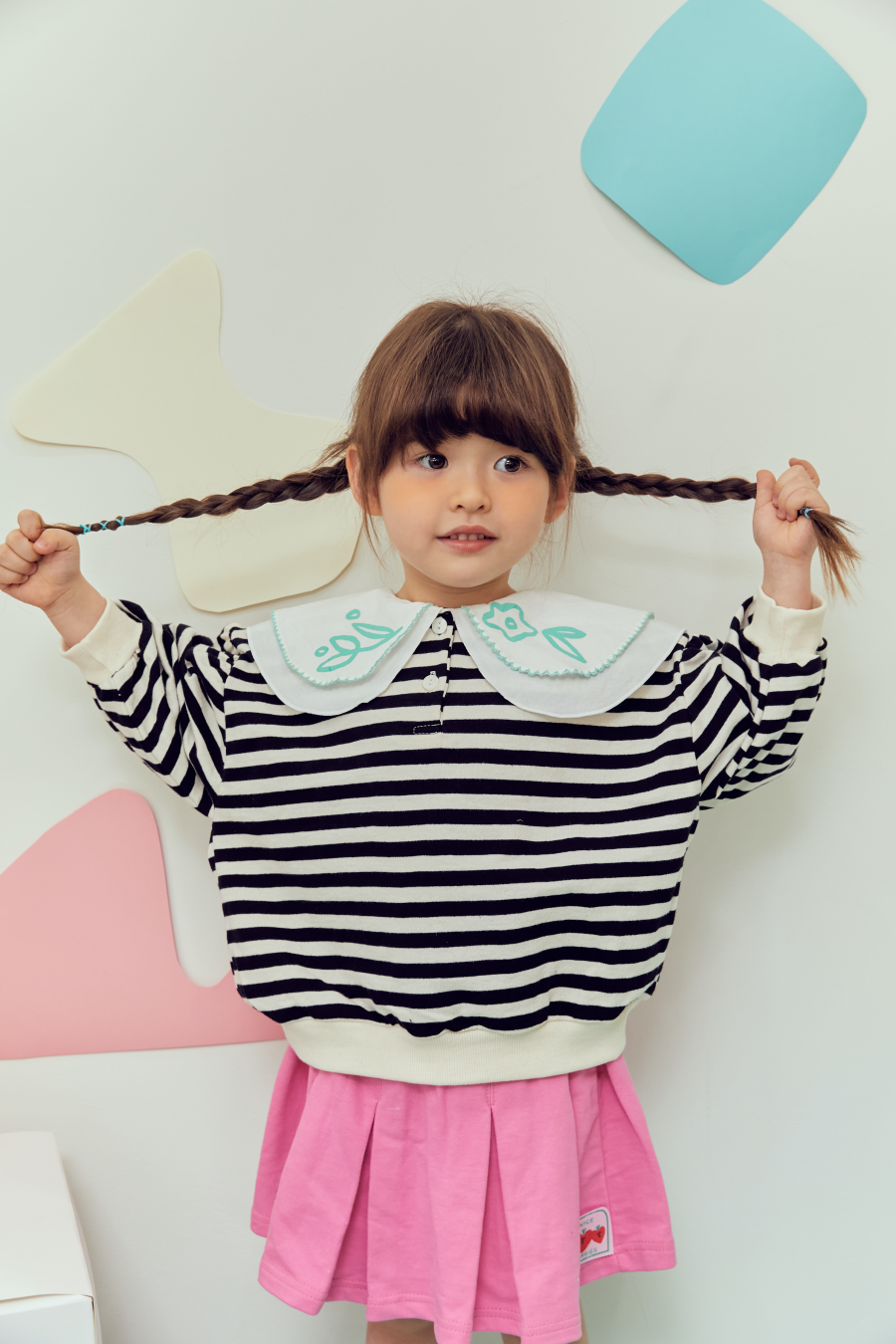 韓國 MINIATURE - 打褶短褲裙-粉紅