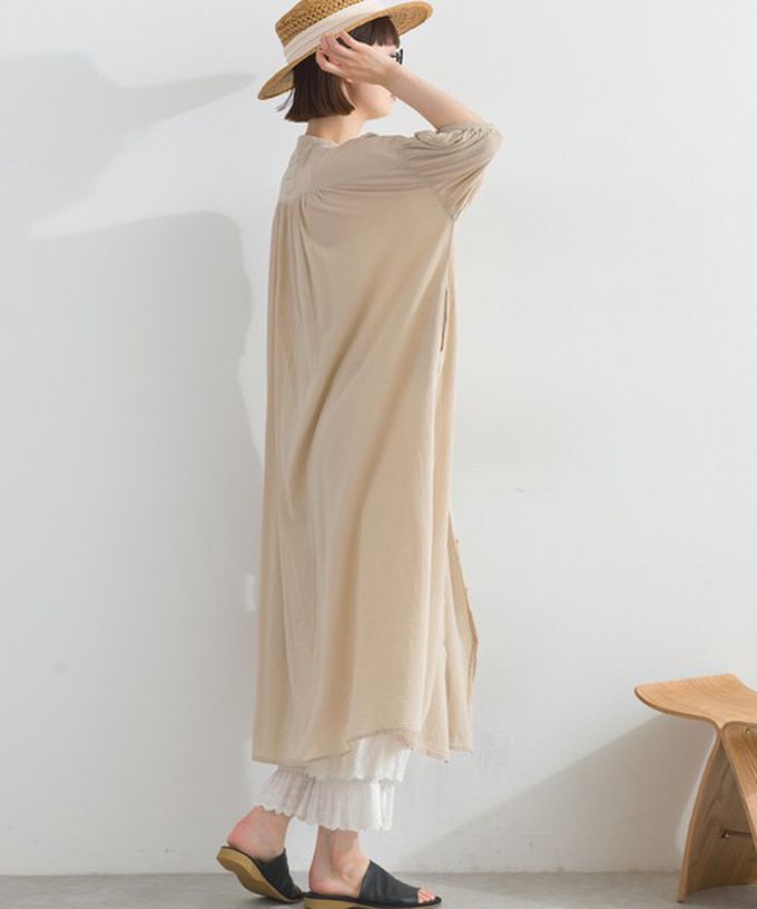 日本 Lupilien - 100%印度棉 輕盈巴里紗襯衫洋裝-藍綠