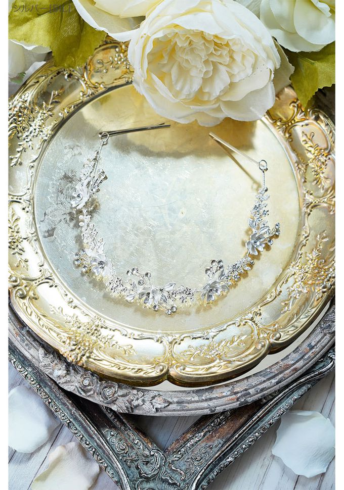 日本 Catherine Cottage - 細緻水鑽感花仙子造型髮箍-藍綠