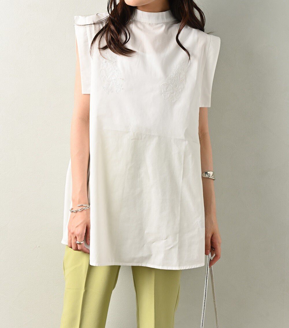 日本 ELENCARE DUE - 顯瘦剪裁無袖上衣-白