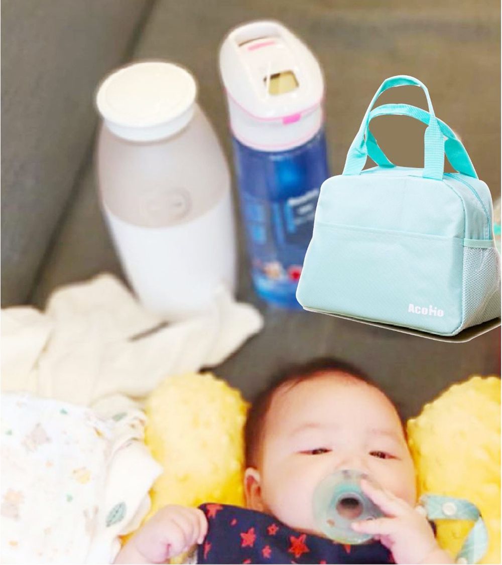 AcoMo - PS3旅行3件組 PS III 90秒可攜式奶瓶奶嘴消毒器-(90秒殺菌器+750ML環保水杯+媽媽包)-藍 (3件組)-850g