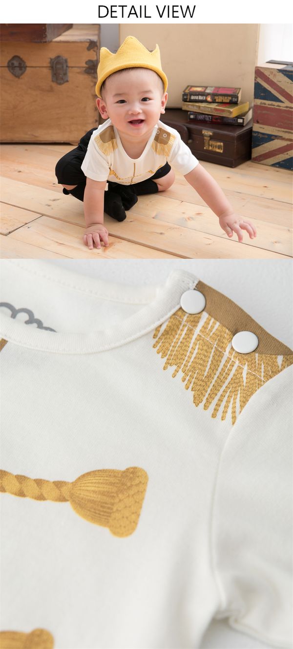 日安朵朵 - 男嬰連身衣 - MIT台灣製白馬王子(送皇冠頭飾)-長袖