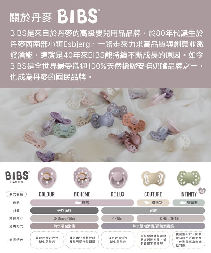 丹麥BIBS - Infinity矽膠安撫奶嘴-雙扁型-腮紅