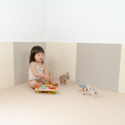 EVA無毒防撞壁貼-暖灰乳白 (28cm*56cm*2cm)-一包6片裝