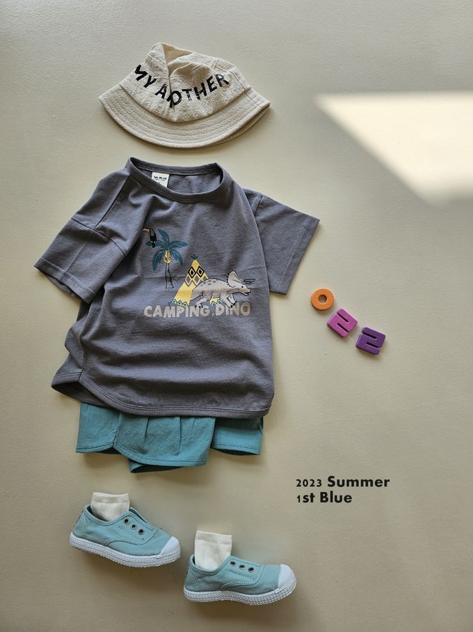 韓國 First Blue - 鬆緊腰日常好搭褶線短褲-亮黃