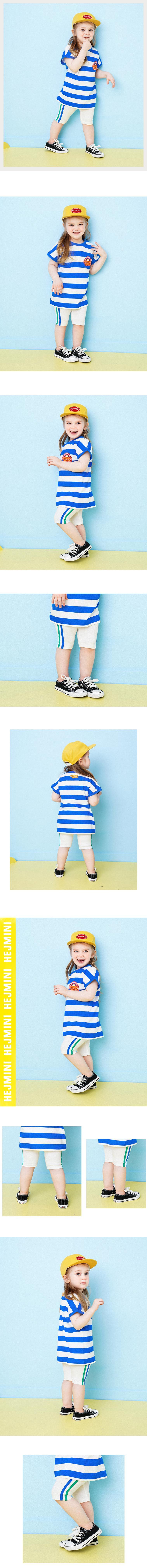 韓國 HEJMINI - 側邊條紋5分內搭褲-黑