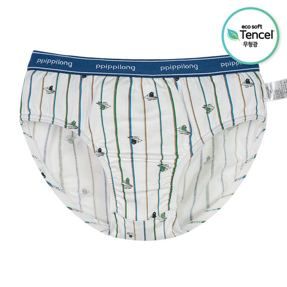 天絲纖維透氣三角褲(男寶)-直紋紙飛機-淺灰白