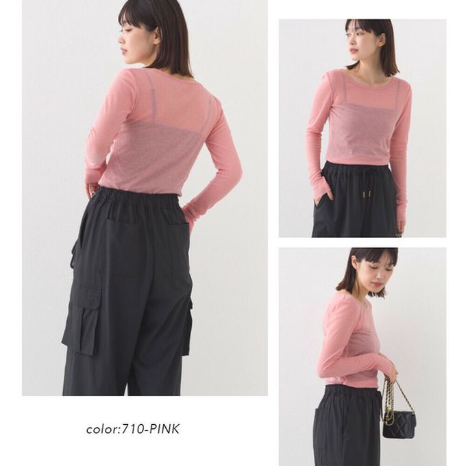 日本 OMNES - 大圓領優美透膚合身薄上衣-黑