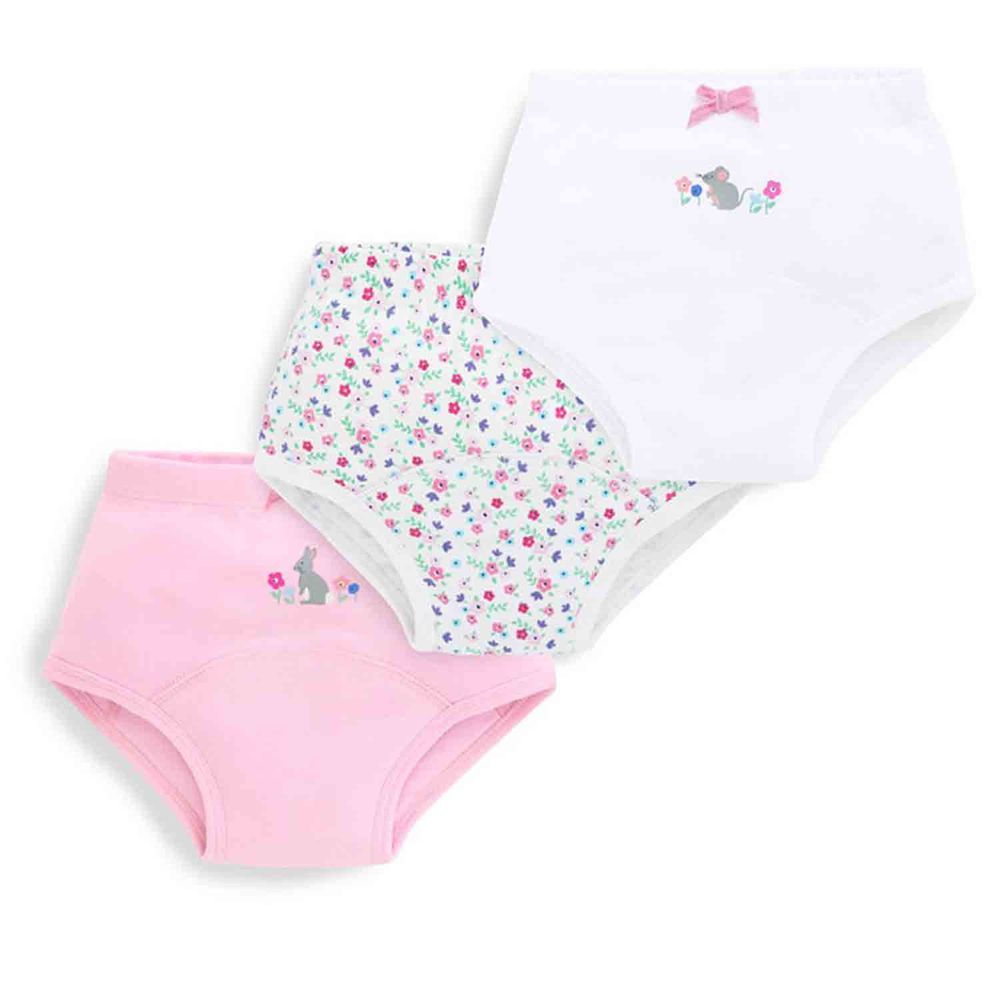 英國 JoJo Maman BeBe - 嬰幼兒/兒童100% 純棉學習褲三件組-狐狸花卉