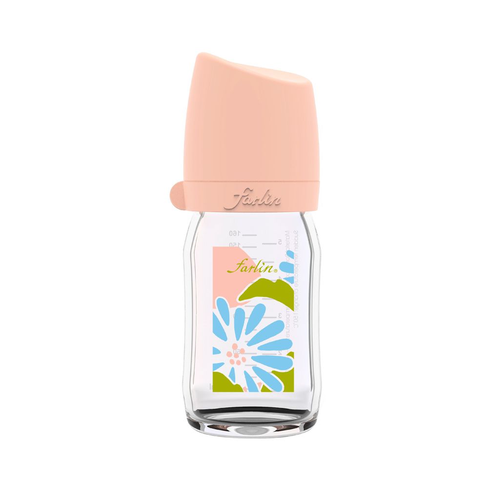 FARLIN - 城市心旅行寬口玻璃奶瓶-花現永恆-粉-160ml