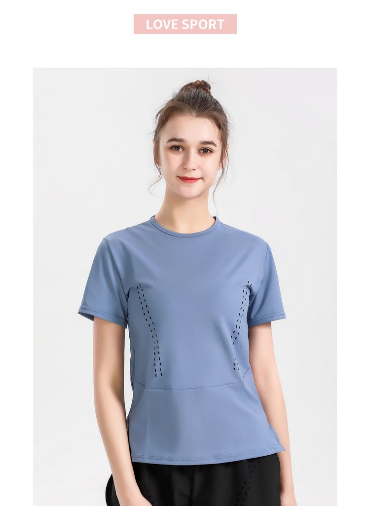 S~4XL寬通透氣運動短袖上衣-藍色