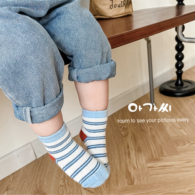 love, charlotte - 童趣小車棒球網眼短筒棉襪-5 雙一組