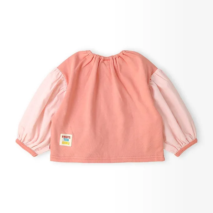 日本 ZOOLAND - 水果樂園 小包造型澎澎長袖上衣-草莓-粉紅