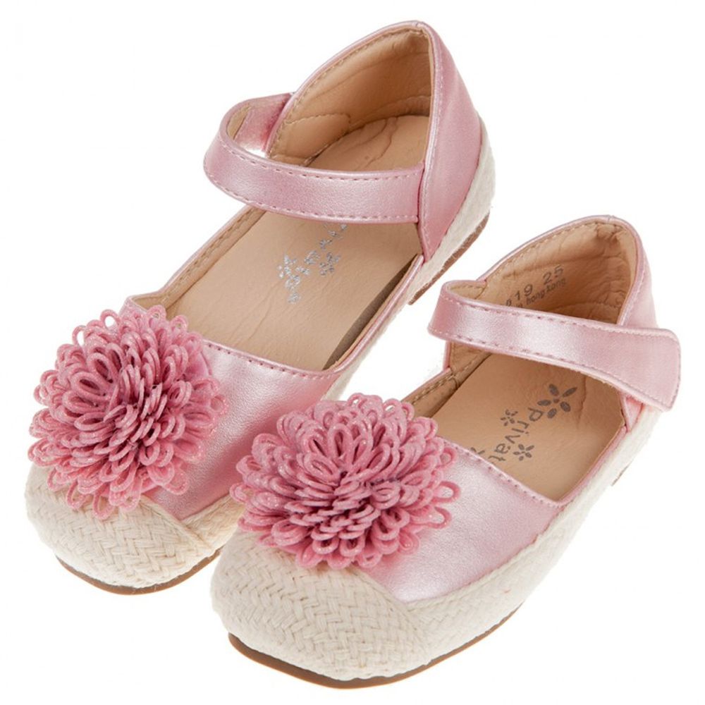 夏日編織緹花粉色兒童公主鞋