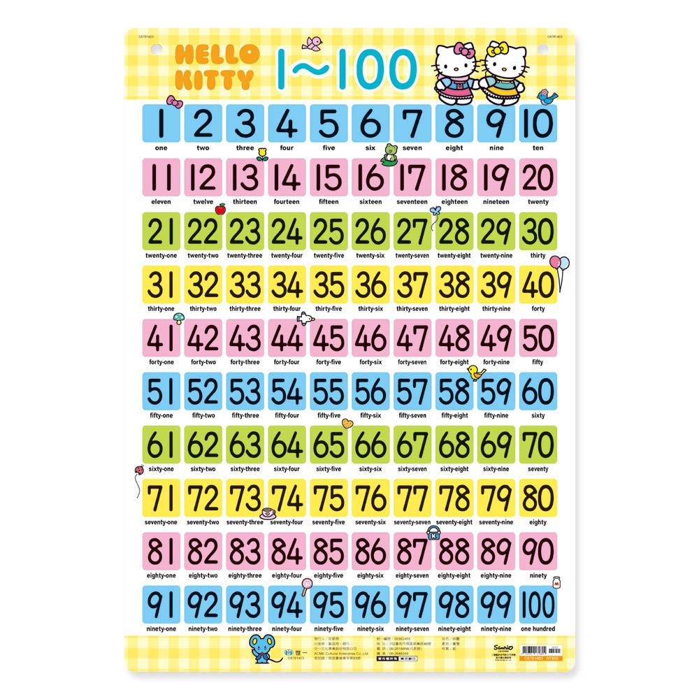 世一文化- Hello Kitty1-100掛圖｜媽咪愛