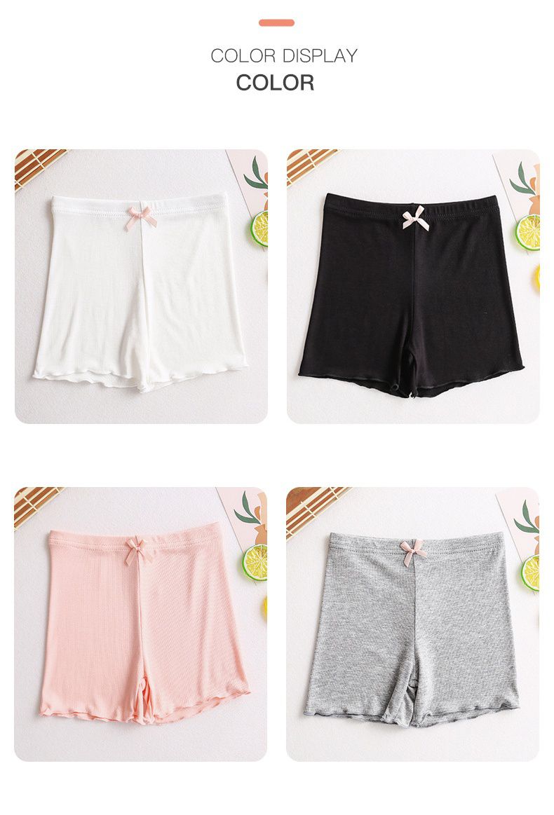 莫代爾防走光兒童安全褲-腰頭蝴蝶結-白色