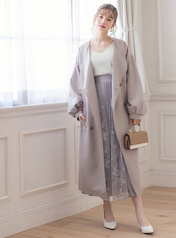 日本 GRL - 優雅V領長袖針織上衣-酒紅