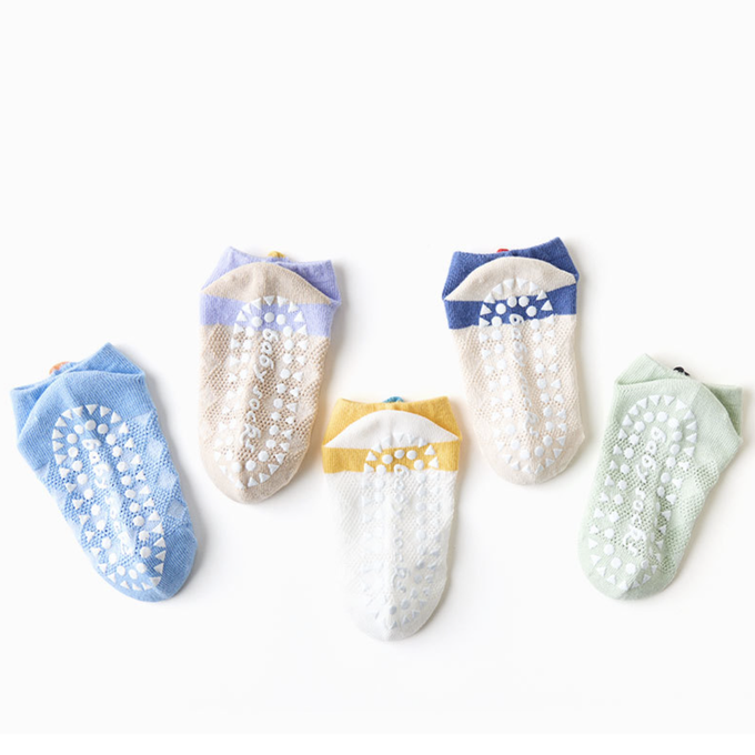 love, charlotte - 小汽車點膠室內防滑網點短筒襪-5 雙一組