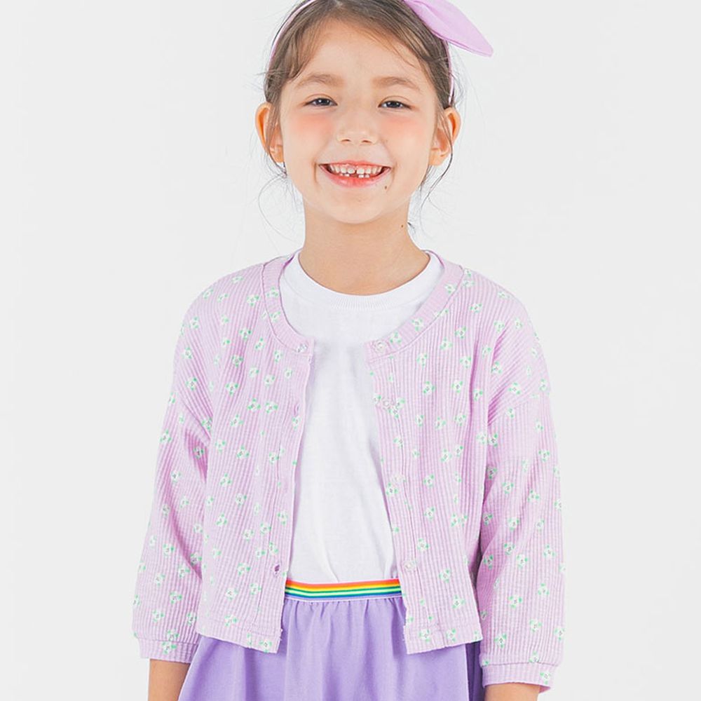 韓國 OZKIZ - 針織薄款短版小外套-淺紫