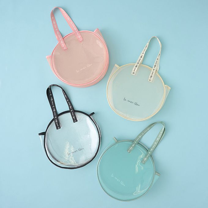 日本 Lycee mine - 微閃亮圓形透明玩水/游泳包-薄荷綠 (F)