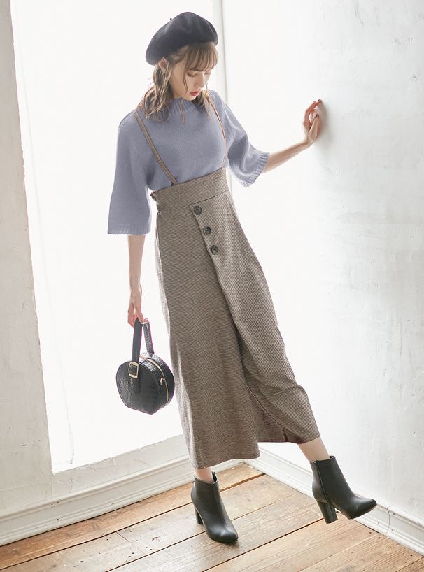 日本 GRL - 百搭立領針織短袖上衣-天藍 (F)