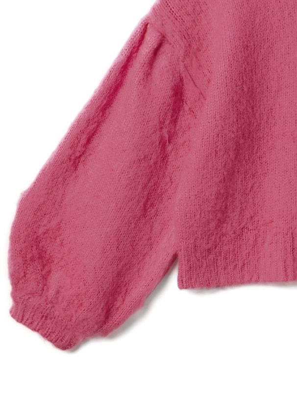 日本 GRL - 圓領短絨氣球袖毛衣-象牙杏 (F)