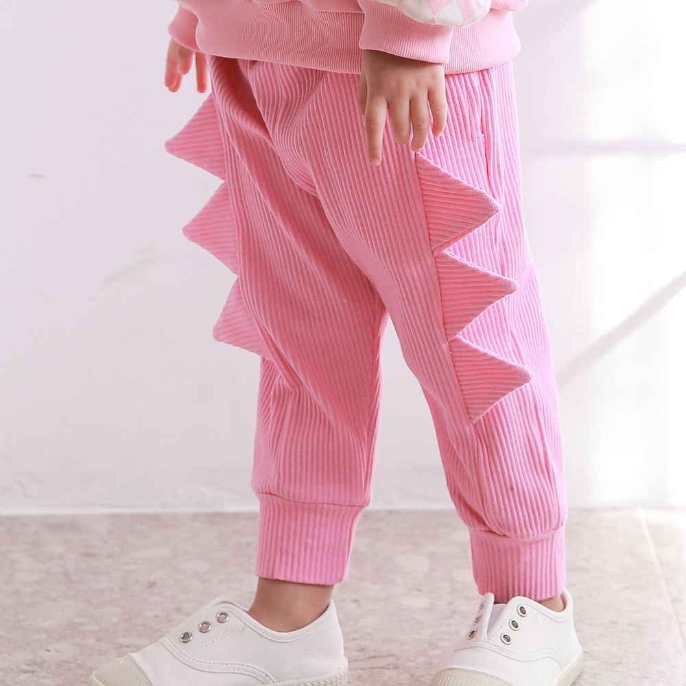 韓國 Coco rabbit - 恐龍背鰭造型針織縮口褲-粉紅