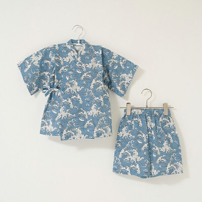 日本 b-ROOM - 100%棉 夏季甚平套裝-葉子-綠