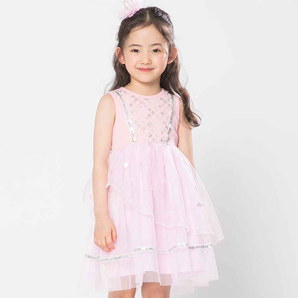 星銀網紗公主背心洋裝-粉