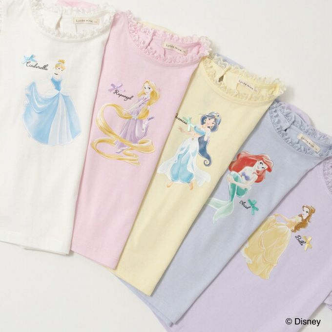 日本 Lycee mine - 蕾絲領泡泡袖公主角色上衣-卡通人物仙杜瑞拉-米白