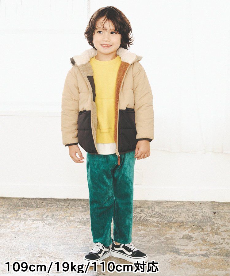 日本 BREEZE - 2WAY極暖裏絨保暖鋪棉外套-卡其x咖啡