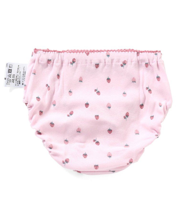 日本 apres les cours - 100%棉 舒適花苞三角內褲(女童)-草莓-象牙白
