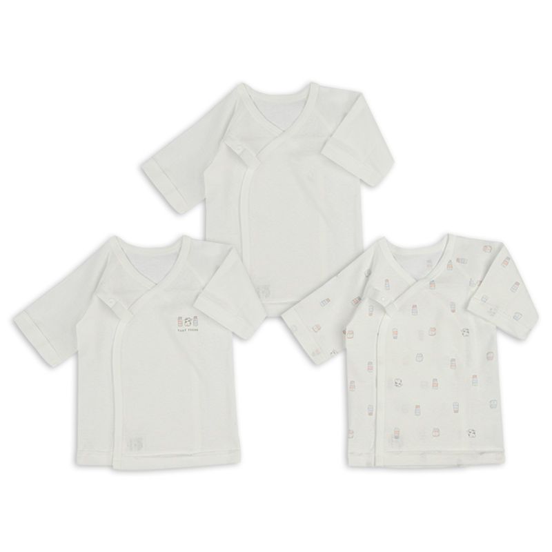 akachan honpo - 新生兒長袖內衣6件組-按扣 牛奶罐-米白色 (肚衣:50cm蝴蝶裝:50~60cm)
