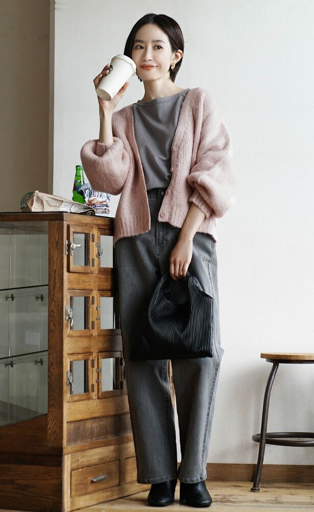 日本 zootie - 柔軟刷毛氣球袖針織外套-黑