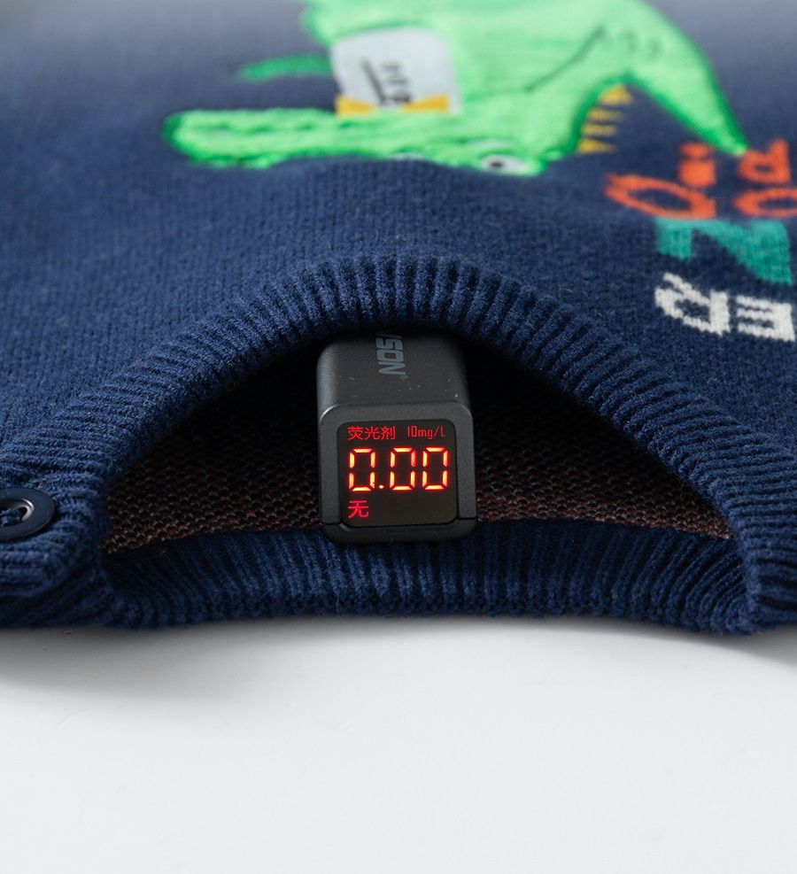 舒適圓領百搭針織背心-恐龍-深藍色