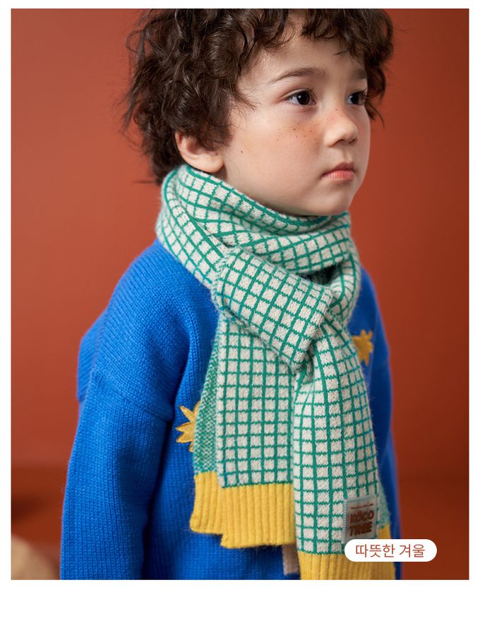 kocotree - 潮流撞色圍巾-粉色 (均碼 (建議6個月-9歲))