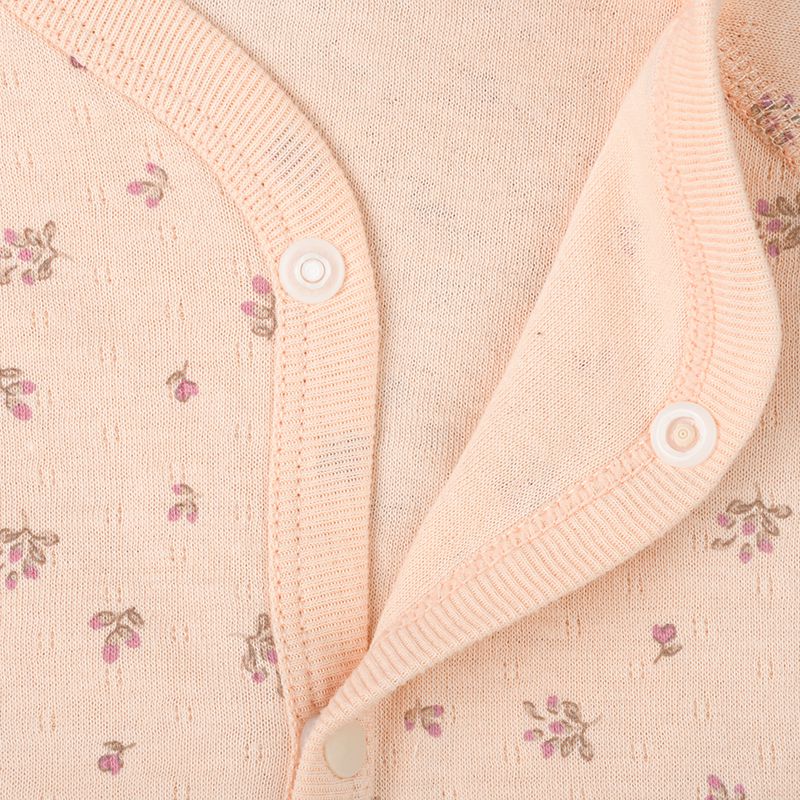 akachan honpo - 長袖前開式包屁衣-鬆軟棉-粉紅色