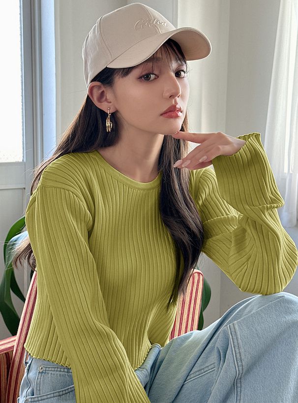 日本 GRL - 甜美交叉短版羅紋針織上衣-粉 (F)