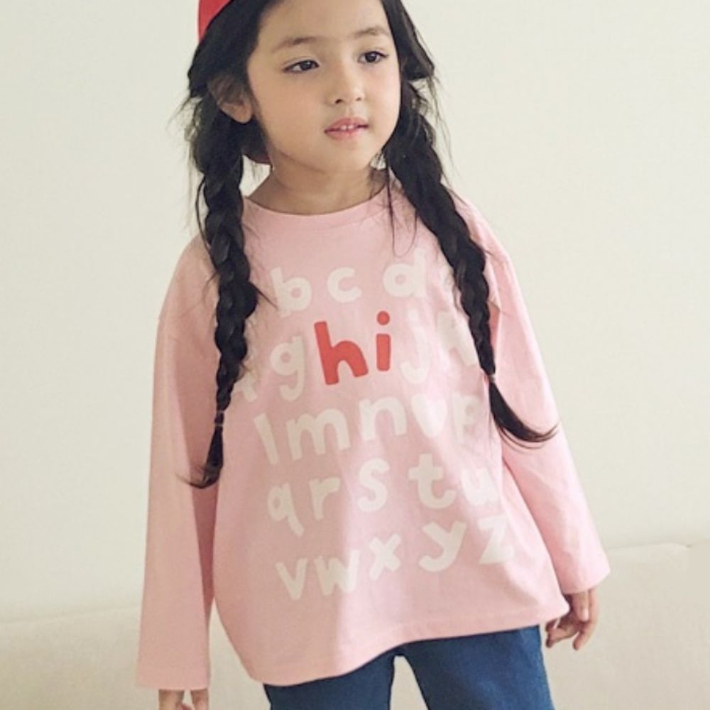 Peanuts House 純棉長袖上衣-英文單字-粉