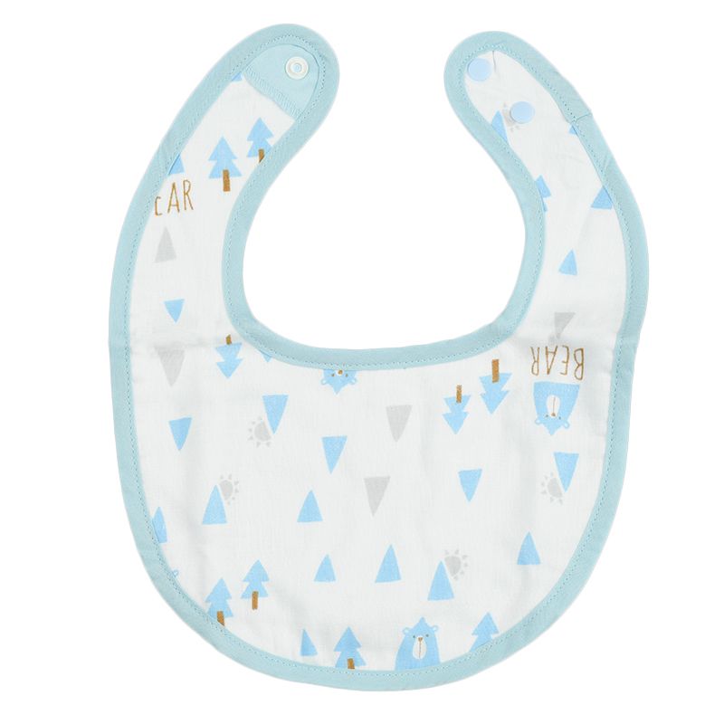 akachan honpo - 雙面毛巾布&棉紗圍兜3件組-藍色 (70cm～95cm)