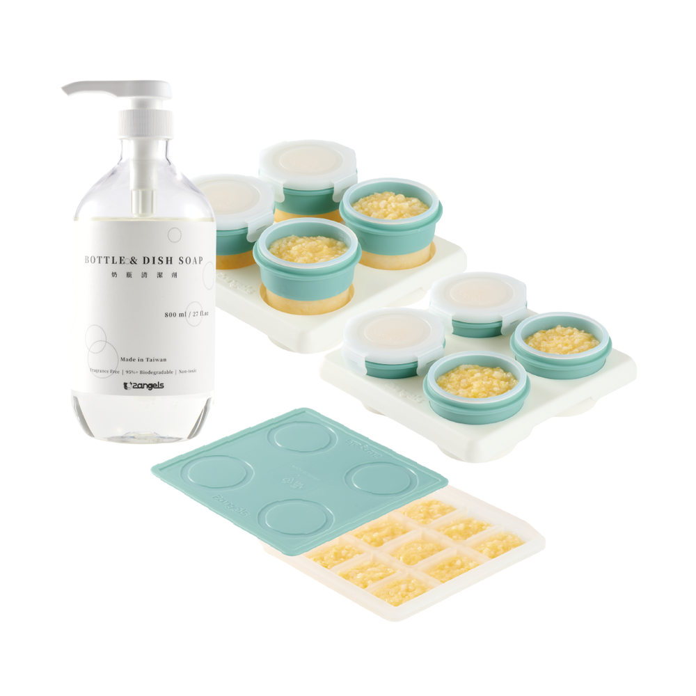 矽膠副食品儲存 豪華清潔組[15+60+120+清潔液(800ml)]各一組