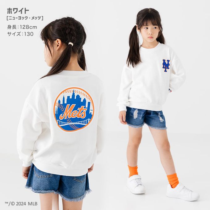 日本 Chil2 - MLB聯名 運動風裏毛長袖上衣-洛杉磯道奇-燕麥灰