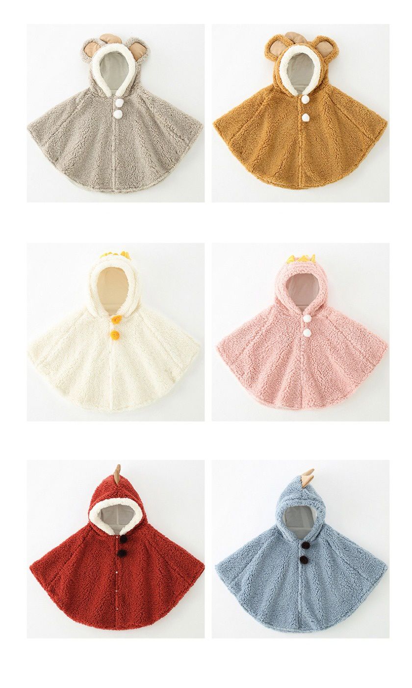 可愛毛絨絨披肩外套-皇冠-白色